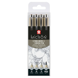 Sakura Pigma Micron Black liner, sada 4 ks - Light Cool Gray