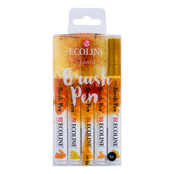 Royal Talens ECOLINE brush pen - akvarelové fixy, sada 5 ks - zemité odtiene