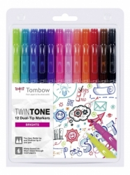 Tombow TwinTone popisovače, sada 12 ks - jasné farby