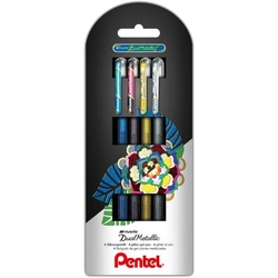 Pentel K110 Dual Metallic Gélové perá metalické, sada 4 ks/ K110-4XZ