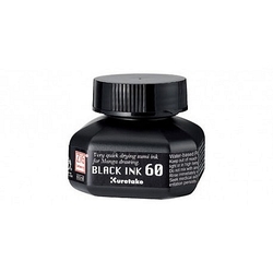 Kuretake Black ink 60 Atrament, 60 ml - čierny