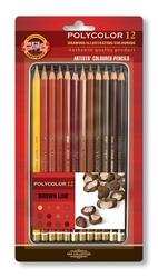 Koh-i-noor Polycolor Art Collection umelecké pastelky, sada 12 ks - hnedé odtiene