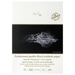 SMLT Yupo Skicár 155 g/m², 10 listov - syntetický papier, čierny