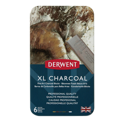 Derwent XL Charcoal, Uhlíkové bloky XL farebné, sada 6 ks