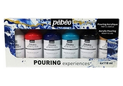 Pébéo Pouring experiences Akrylové farby na pourig, sada 6 x 118 ml