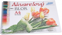 Bobo Akvarelový blok A4, 250 g/m², 20 listov - krúžková väzba 