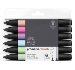 Winsor&Newton Promarker Brush, sada 6 ks - pastelové odtiene