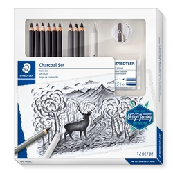 Staedtler Charcoal Set, sada grafitových ceruziek a uhlíkov, sada 12 ks