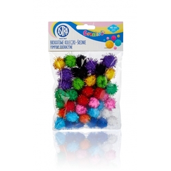 Astra Pom Pom farebné bambulky s leskom 20 mm, sada 48 ks, mix farieb