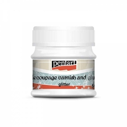 Pentart Decoupage varnish&glue glitter, Decoupage lepidlo s lakom a glitrami, 50 ml
