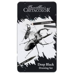 Cretacolor Deep Black Drawing Sada uhlíkov na kreslenie, 10 ks