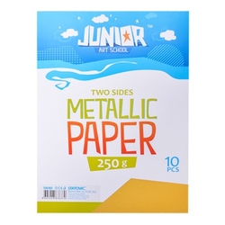 Junior Dekoračný papier metalický A4, 250 g/m², sada 10 ks - žltý