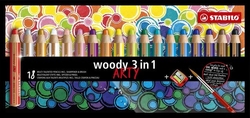 Stabilo Woody ARTY pastelky 3 v 1, sada 18 ks + strúhadlo a štetec
