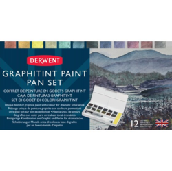 Derwent Graphitint Paint Pan vodou rozmývateľný grafit, sada 12 ks