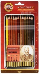 Koh-i-noor Mondeluz Art Collection akvarelové pastelky, sada 12 ks - hnedé odtiene