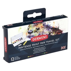 Derwent Inktense Paint Pan akvarelové farby, sada 12 ks - paleta 01