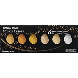 Kuretake Gansai Tambi Starry Colors Akvarelové farby, sada 6 ks - zlaté odtiene