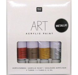 Rico Design ART Metallic Akrylové farby, sada 4 x 12 ml - metalické odtiene