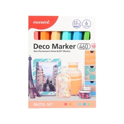 Monami Deco Marker 460 Pastel, Sada popisovačov, 6 ks - pastelové farby