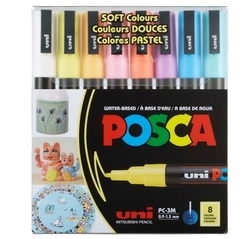 UNI Posca PC-3M Popisovač, sada 8 ks - pastelové odtiene