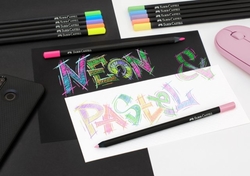 Faber-Castell Black edition Pastelky trojhranné s extra mäkkou tuhou, sada 12 ks - neónové a pastelové odtiene