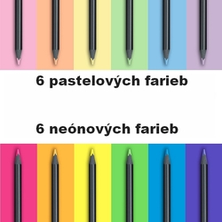 Faber-Castell Black Edition Pastelky trojhranné, sada 12 ks - neónové a pastelové odtiene