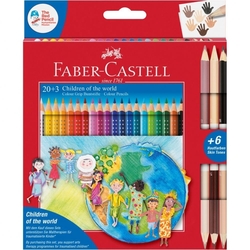 Faber-Castell Color Grip Deti sveta pastelky, sada 20+3 ks