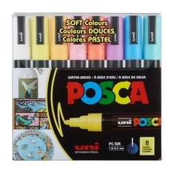 UNI Posca PC-5M Popisovač, sada 8 ks - pastelové odtiene