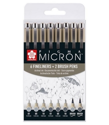 Sakura Pigma Micron Light cool gray & Cool gray, Liner, sada 8 ks - šedé odtiene