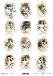 ITD Ryžový papier na decoupage A4 - Žena s dieťaťom retro / 1770