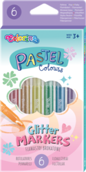 Colorino Pastel - Glitter Markers, Popisovače v pastelových farbách s glitrami, sada 6 ks