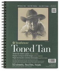 Strathmore Toned Tan, s400, Skicár 22,9 x 30,5 cm, 118 g/m², 50 listov
