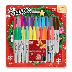 Sharpie Fine Popisovač permanentný, sada 24 ks - limitovaná edícia Vianoce