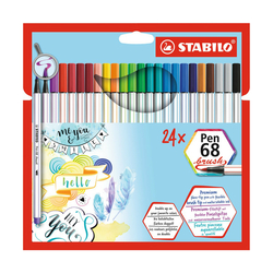 Stabilo Pen 68 brush, štetcový popisovač, sada 24 ks