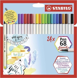 Stabilo Pen 68 brush, štetcový popisovač, sada 24 ks