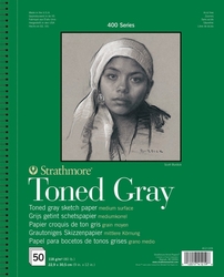 Strathmore Toned Gray, s 400, Skicár 22,9 x 30,5 cm, 118 g/m², 50 listov
