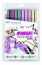Tombow Dual Brushpens, obojstranná fixka, sada 10 ks - Manga set Shojo