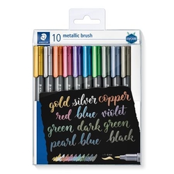Staedtler Design Journey Metallic Brush Popisovače so štetcovým hrotom, sada 10 ks - metalické