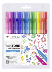 Tombow TwinTone popisovače, sada 12 ks - dúhové farby