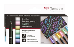 Tombow Fudenosuke, štetčeková fixka sada 6 ks - pastelové farby
