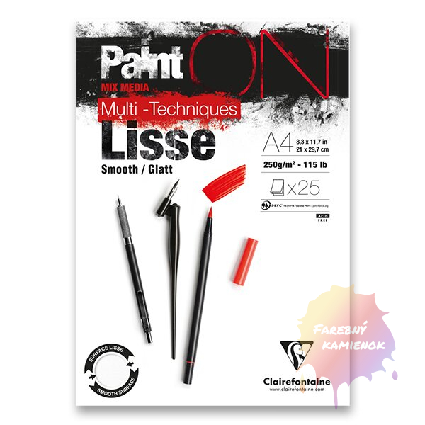Clairefontaine Paint On Mix Media Smooth Skicár 250 g/m², 25 listov