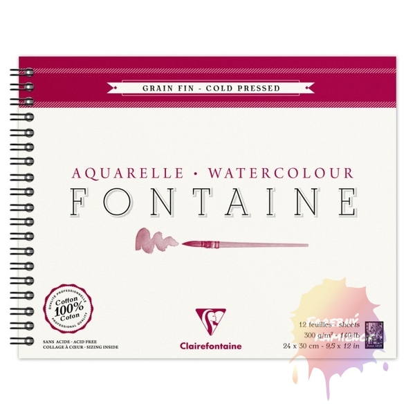 Clairefontaine Fontaine Watercolour Skicár 24 x 30 cm, 300 g/m², 30 listov
