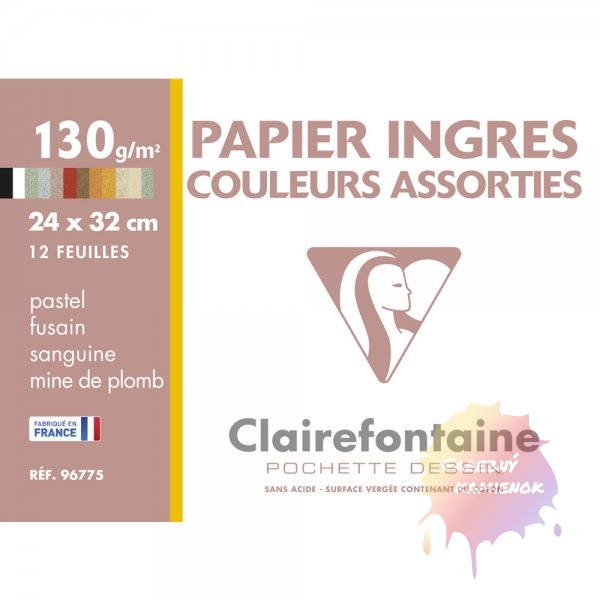Clairefontaine Ingres Papier hárky 24 x 32 cm, 130 g/m², 12 listov