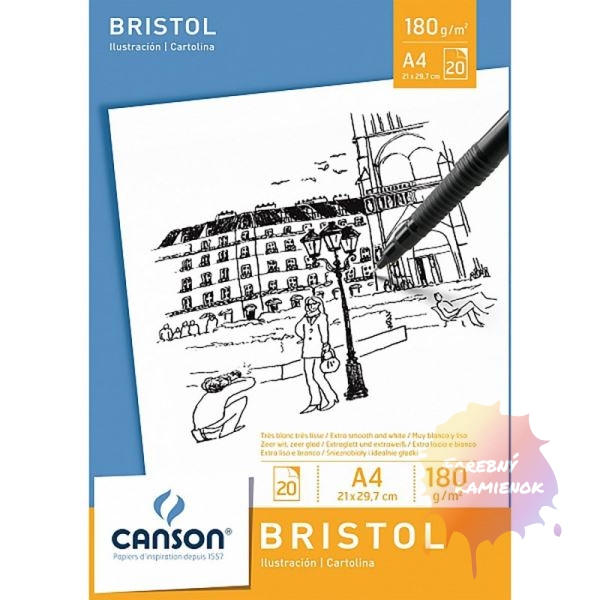 Canson Bristol Skicar, A4, 180 g/m², 20 listov