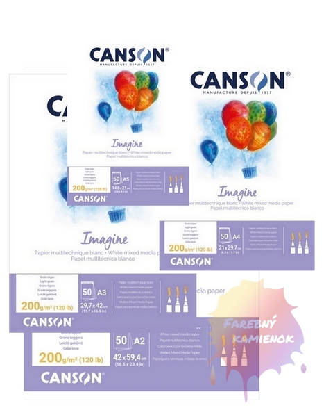 Canson Mix Media Imagine, Skicár 200 g/m², 50 listov