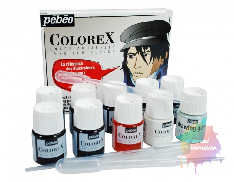 Pébéo Colorex Brilliant Watercolour - atrament, štartovacia sada 8+2 x 20 ml
