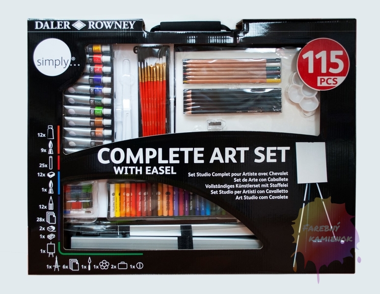 D&R Complete Art Set, Veľká umelecká sada so stojanom, 115 ks