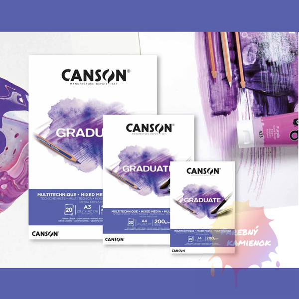 Canson Graduate Mixed Media Skicár 220 g/m², 20 listov - biely
