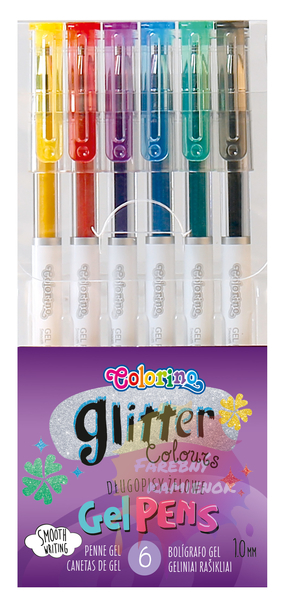 Colorino Glitter Colours, Gélové perá glitrové, sada 6 ks