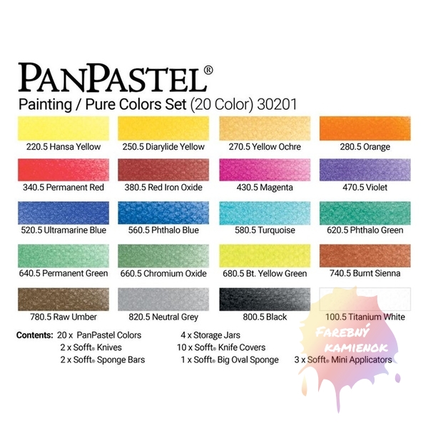 PanPastel Suché umelecké pastely, sada 20 ks - Pure Colors